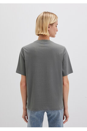Logo Baskılı Gri Tişört Regular Fit / Normal Kesim 1611990-70122 Image 4