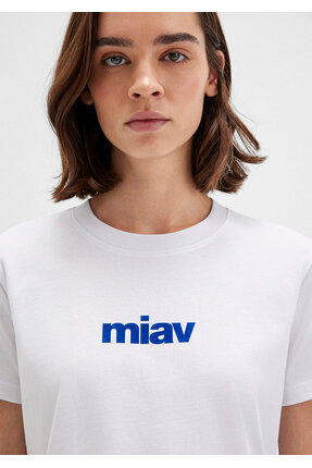 Miav Baskılı Beyaz Tişört Regular Fit / Normal Kesim 1610622-620 Image 4