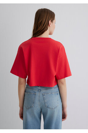 Logo Baskılı Kırmızı Crop Tişört Crop / Kısa Kesim 1611585-71083 Image 4
