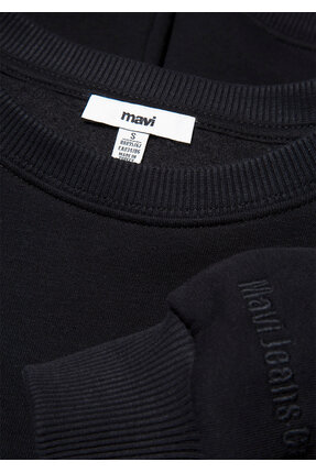 Bisiklet Yaka Siyah Basic Sweatshirt 1610198-900 Image 7