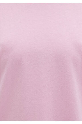 Bisklet Yaka Pembe Basic Tişört Regular Fit / Normal Kesim 1600955-71117 Image 6