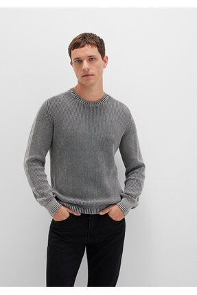 Bisiklet Yaka Gri Kazak Slim Fit / Dar Kesim 070767-34314 Image 2