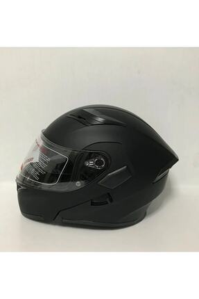 Jk 902 Mat Siyah Çene Açılır Motosiklet Kaskı Güneş Gözlüklü Image 3