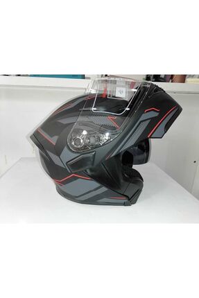 jiekai Jk 902 Mat Siyah-orange Güneş Vizörlü Çene Açılır Kask Image 0