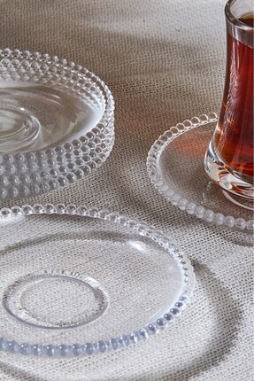 Girona 6'lı Cam Çay Tabağı Dayanıklı Cam Çay Tabağı Tabak Bardak Altı Image 1