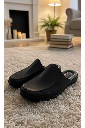 Armalı Deri Terlik pc-289 ceyizlik ev comfort taban baba genç terligi şık tasarım Image 3