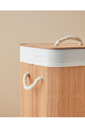 Gina Bambu Çamaşır Sepeti Açık Kahve Image 3