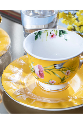 Vanilla New Bone China 4 Parça 2 Kişilik Kahve Fincan Takımı Sarı Image 2