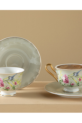 Vanilla New Bone China Kahve Fincan Takımı 4 Parça 2 Kişilik Açık Gri Image 0