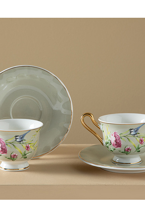 Vanilla New Bone China Kahve Fincan Takımı 4 Parça 2 Kişilik Açık Gri Image 1