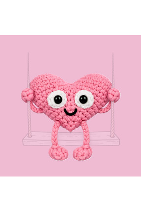 Kalp Amigurumi Örgü Öğrenme Kiti | Videolu Tığ Işi Amigurumi Kalp Örgü Seti Image 0