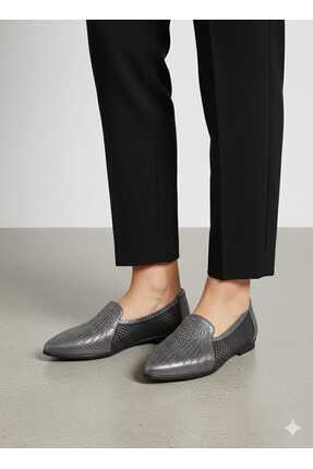 Kadın Siyah Küçük Taşlı Fileli Babet Image 0