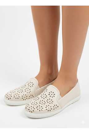 Avrupa Deri Lazer Kesim Şık Rahat Hafif Yandan Lastikli Yapısıyla Ayağınızı Kavrayan Babet Image 0