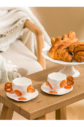 UZG STORE'dan Modern Parçalar Baskılı 2 Kişilik Porselen Kahve Fincan Takımı 90 ml Image 0