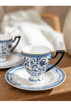 UZG STORE'dan Modern Parçalar Baskılı 2 Kişilik Porselen Kahve Fincan Takımı 90 ml Image 2