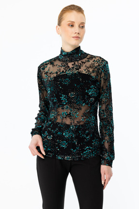 Desenli Tül Bluz Image 1