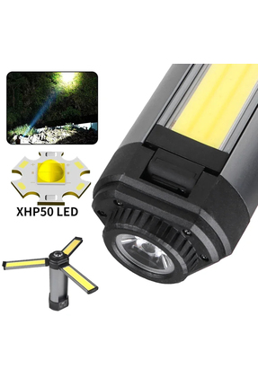 25W COB LED Şarjlı Çalışma Lambası, 6000 mAh, 2 Kanatlı Işık, Ev, Atölye, Garaj Aydınlatması 1MT Image 2
