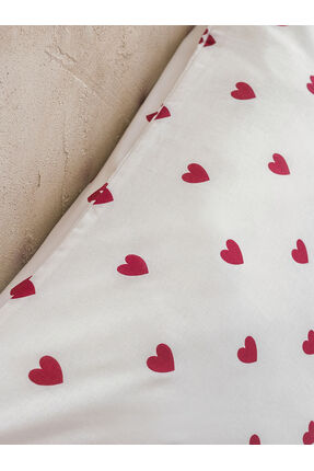 Shining Store'dan Işıltılı Seçimler Kalp Baskılı Pamuklu Tek Kişilik Nevresim Seti Image 4