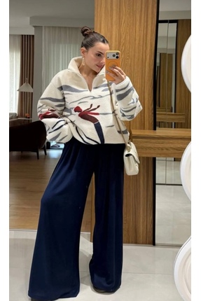 22365-Peluş desenli fermuarlı sweat Image 2