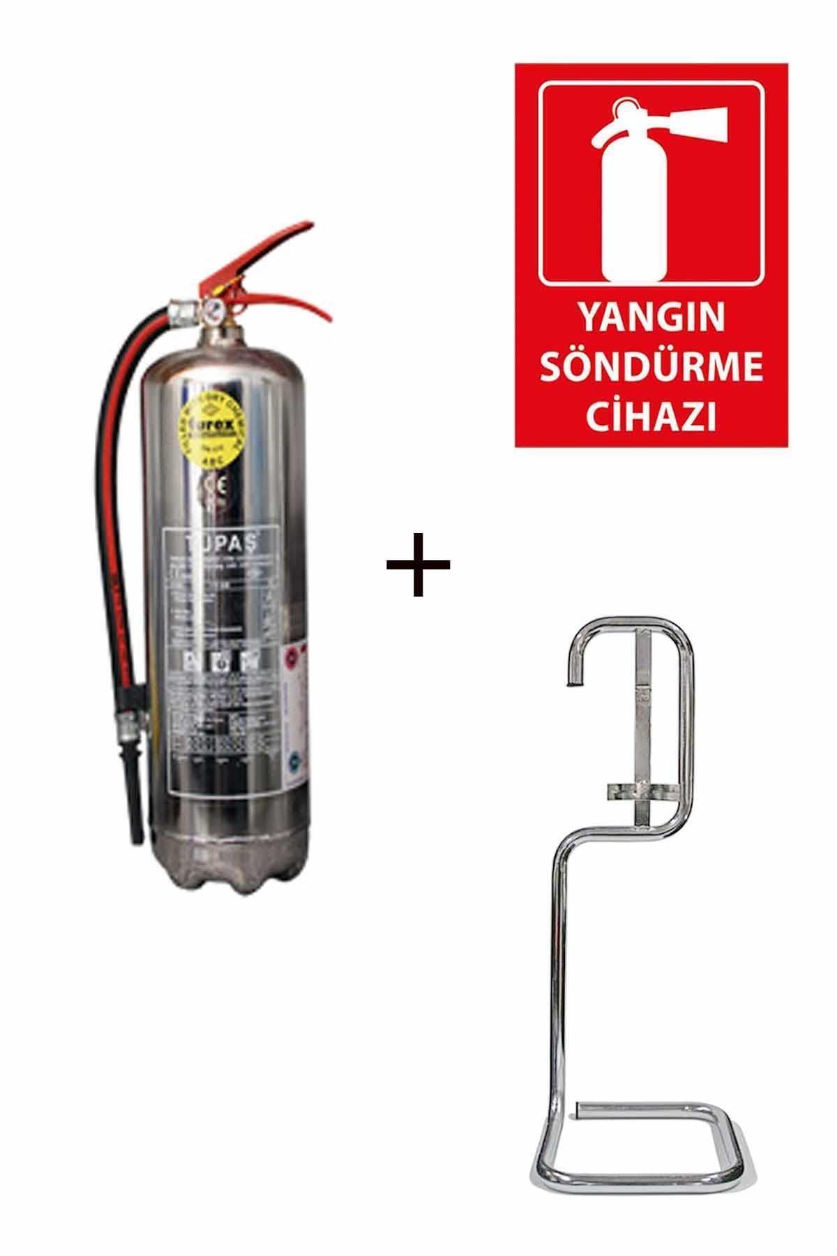 Tüpaş 6 Kg Krom Kkt Tüp, Krom Sehpa Ve Yangın Tüpü Levhası 3lü Set