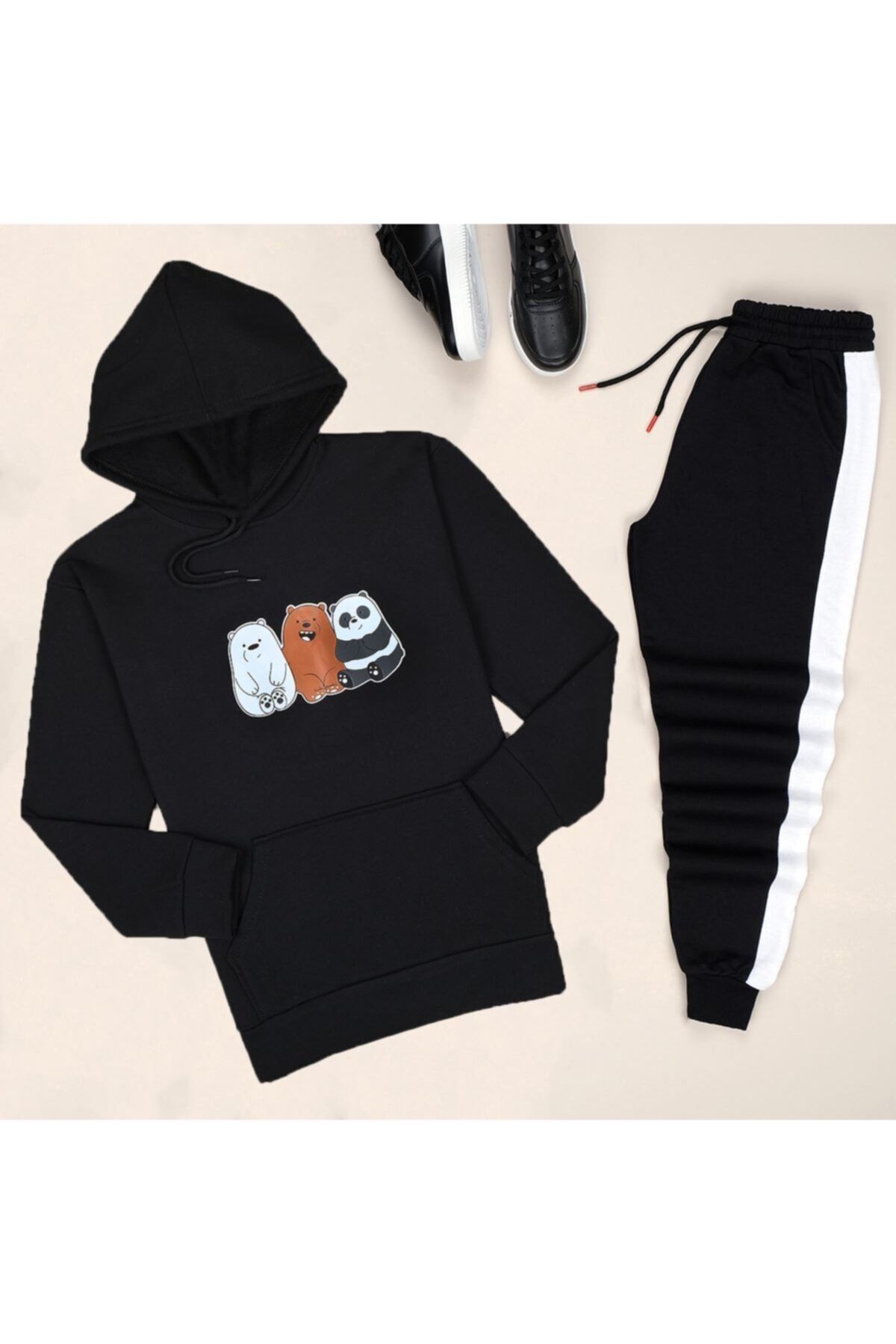 uyguntarz Siyah Panda Eşofman Takımı