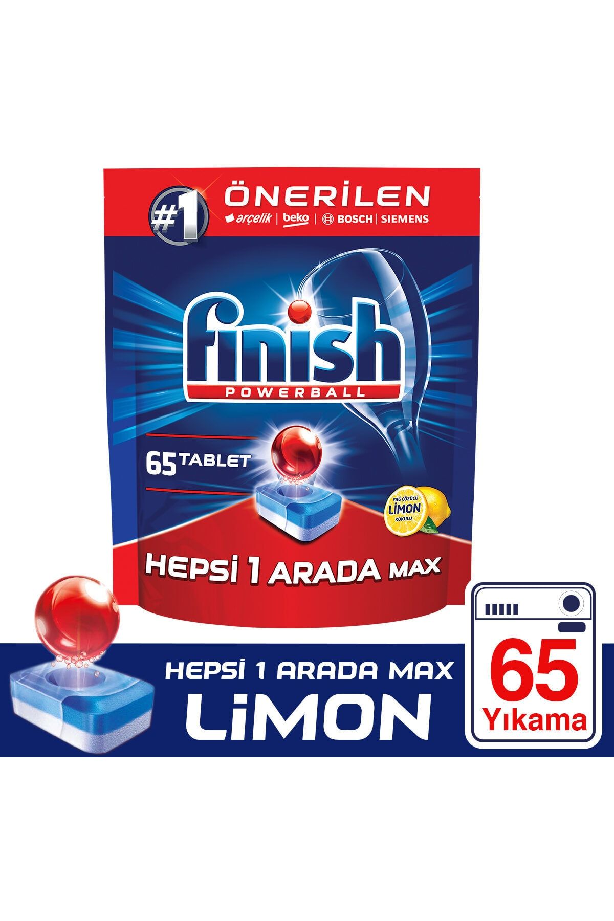 Finish Hepsi Bir Arada 65 Tablet Bulaşık Makinesi Deterjanı Limon