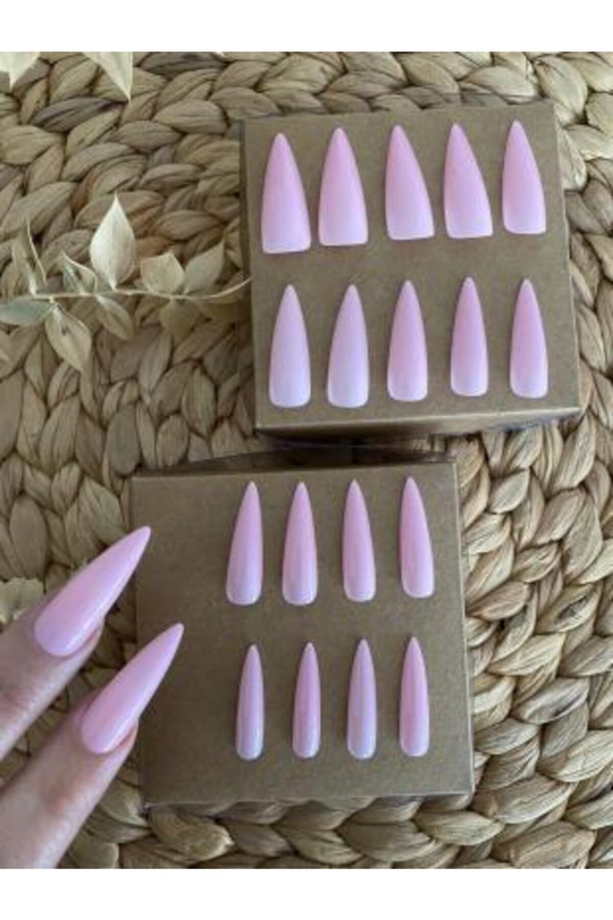 SYBELLE KOZMETİK 100 Adet Pembe Stiletto Takma Tırnak