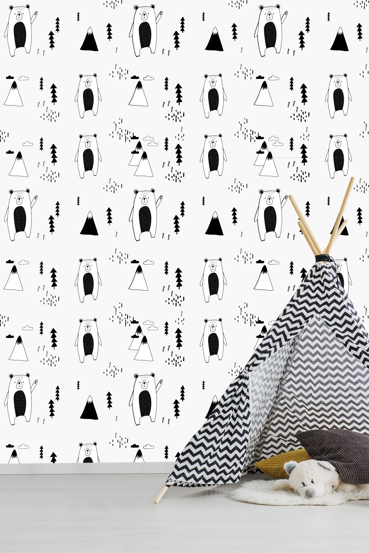 LAGOONkids Black And White Forest Çocuk Odası Duvar Kağıdı