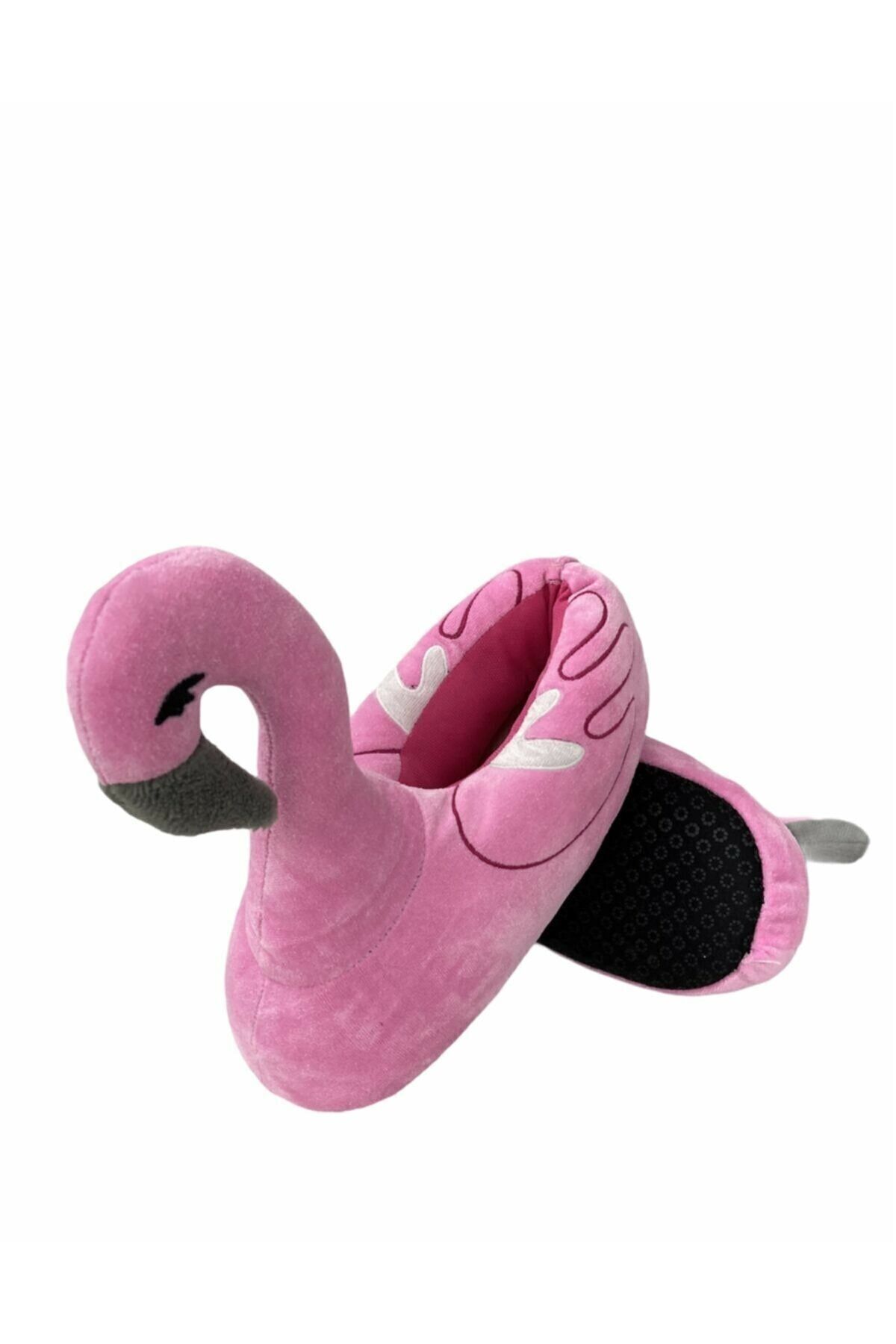 OCCA TREND Kız Çocuk Pembe Flamingo Peluş Panduf Havyan Figürlü Ev Botu