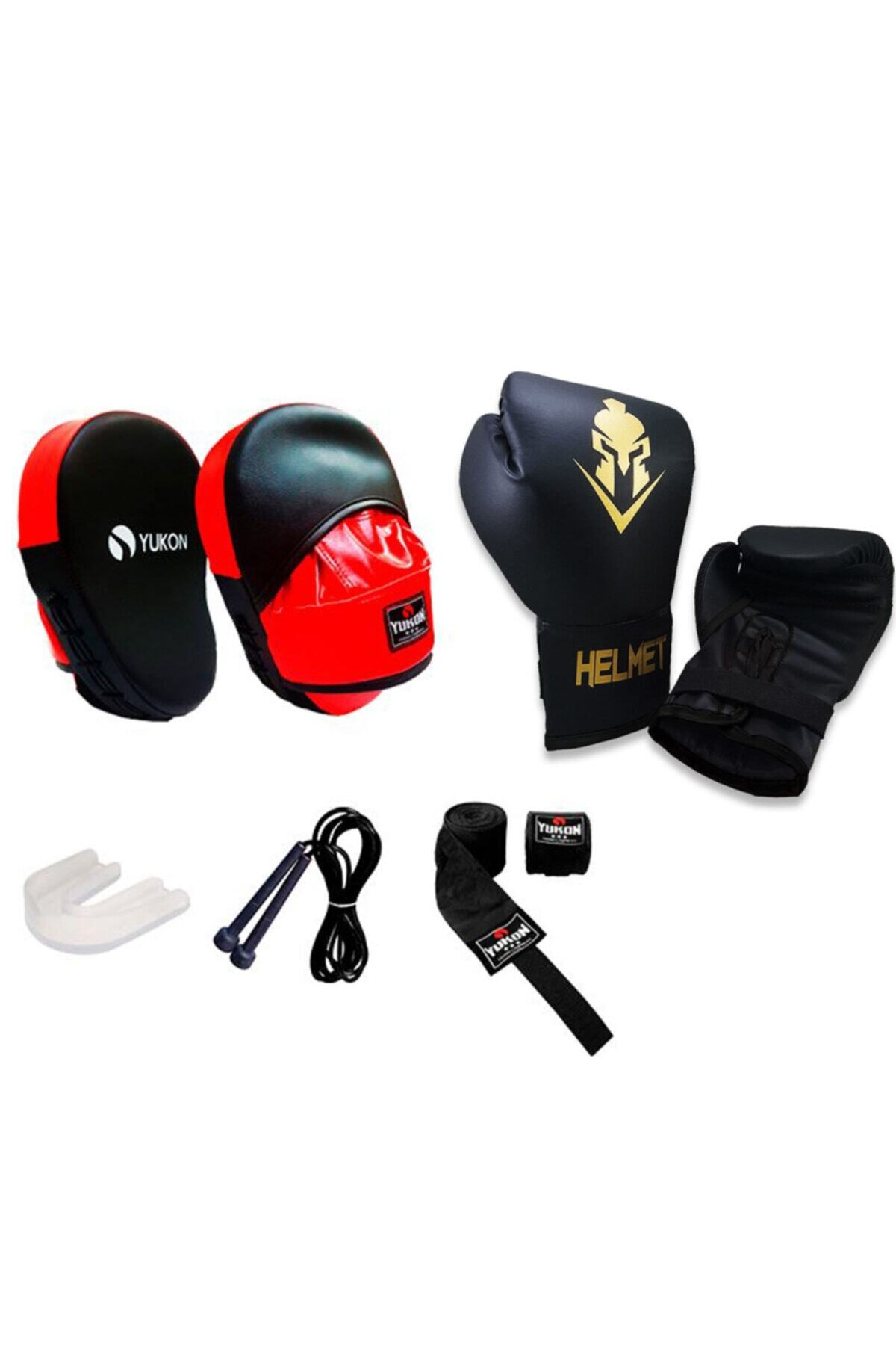 Yukon Helmet Boks Eldiveni Boks Lapası Boks Bandajı Dişlik Ve Atlama Ipi 5li Set