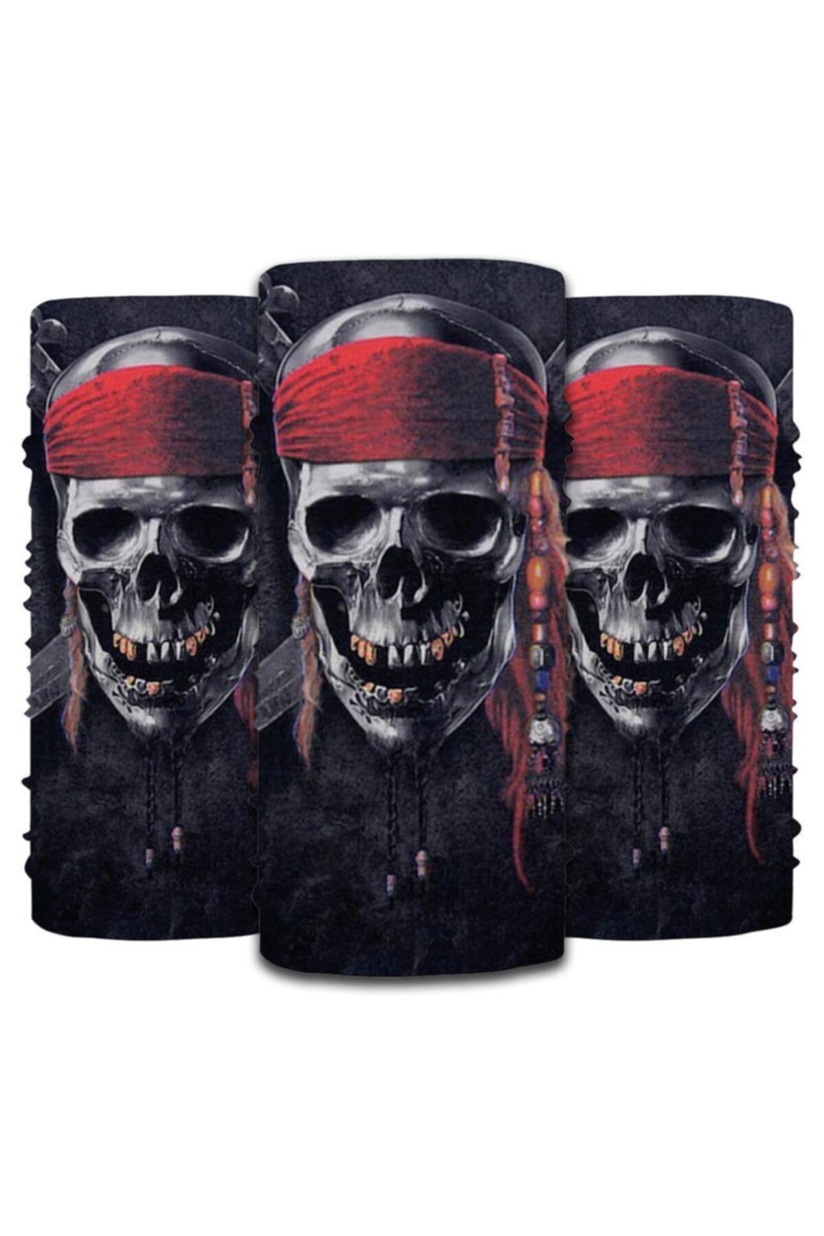 Knmaster Pirate Buff Bandana Boyunluk Maske Saç Bandı 3 Lü Paket