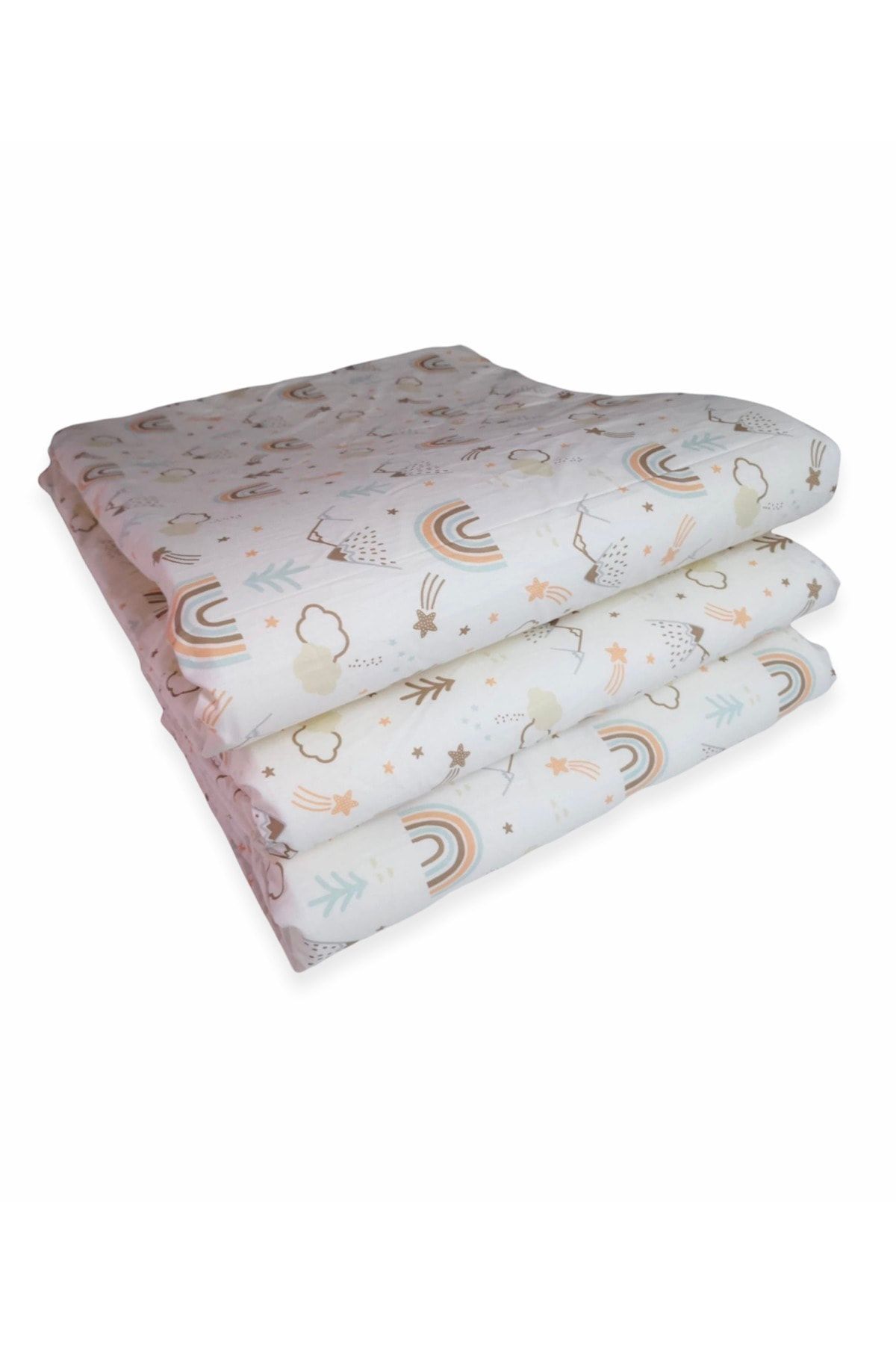 Bebek Özel Bebek Çocuk Beşik Kenar Koruma Bumper 70x120 Park Beşik 3 Parça Kahverengi Gökkuşağı