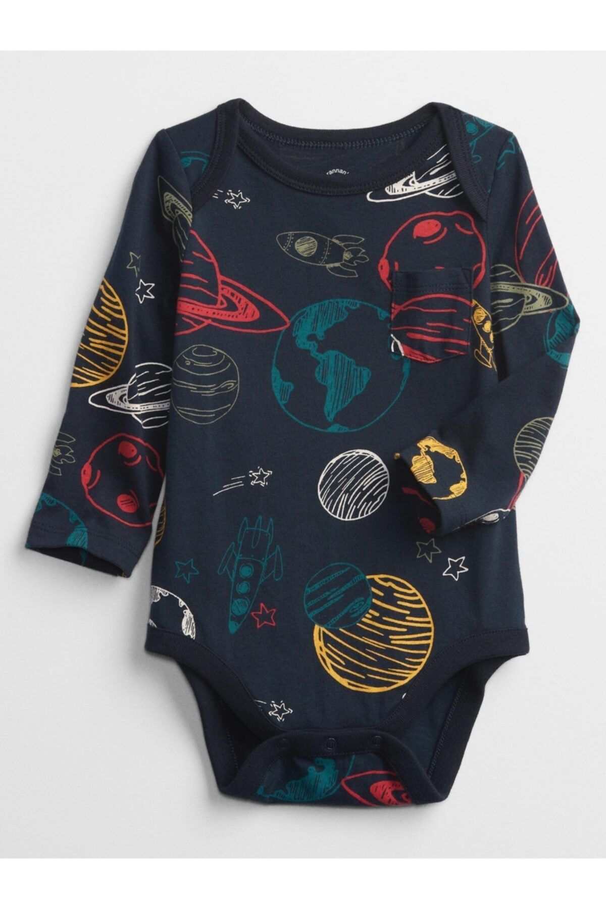 GAP Erkek Bebek Lacivert Grafik Baskılı Bodysuit