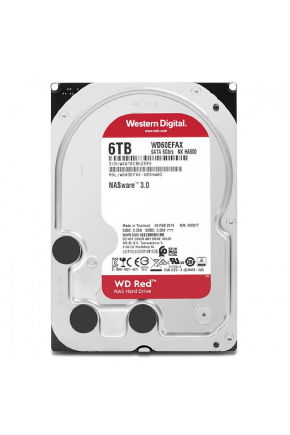 WESTERN DIGITAL Wd Red Wd60efax 3,5" 6tb, 256mb, 5400 Rpm, 7/24-nas-server Hdd