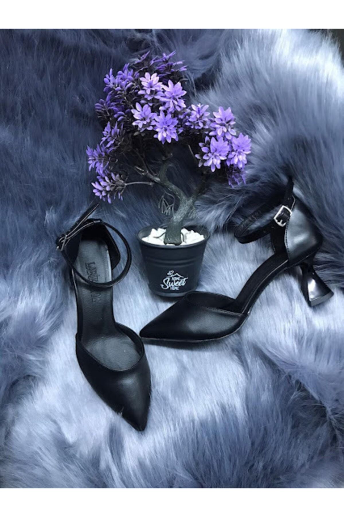 LADİESHOE Topuk Siyah Deri Stiletto Ls