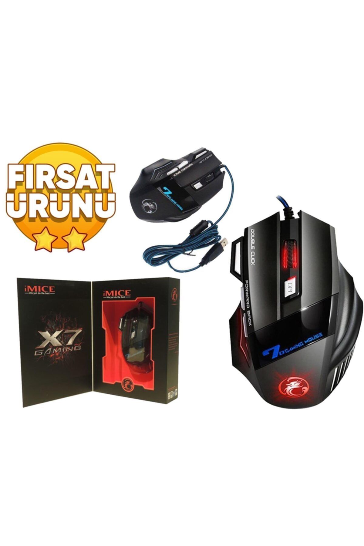özbay ısı sanayii ö şekil Imice X7 Oyun Mouse Kablolu Usb Optik Oyuncu Mouse Led Işıklı Macro 7 Tuş Fonksiyonlu Mouse