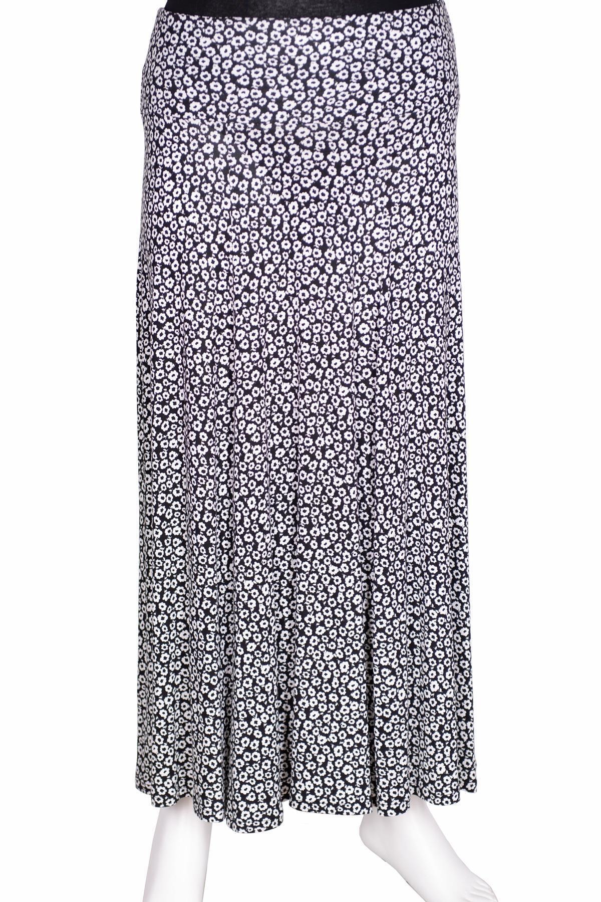 Barem Kadın Arzu Korsajlı Parçalı Desenli Siyah Etek