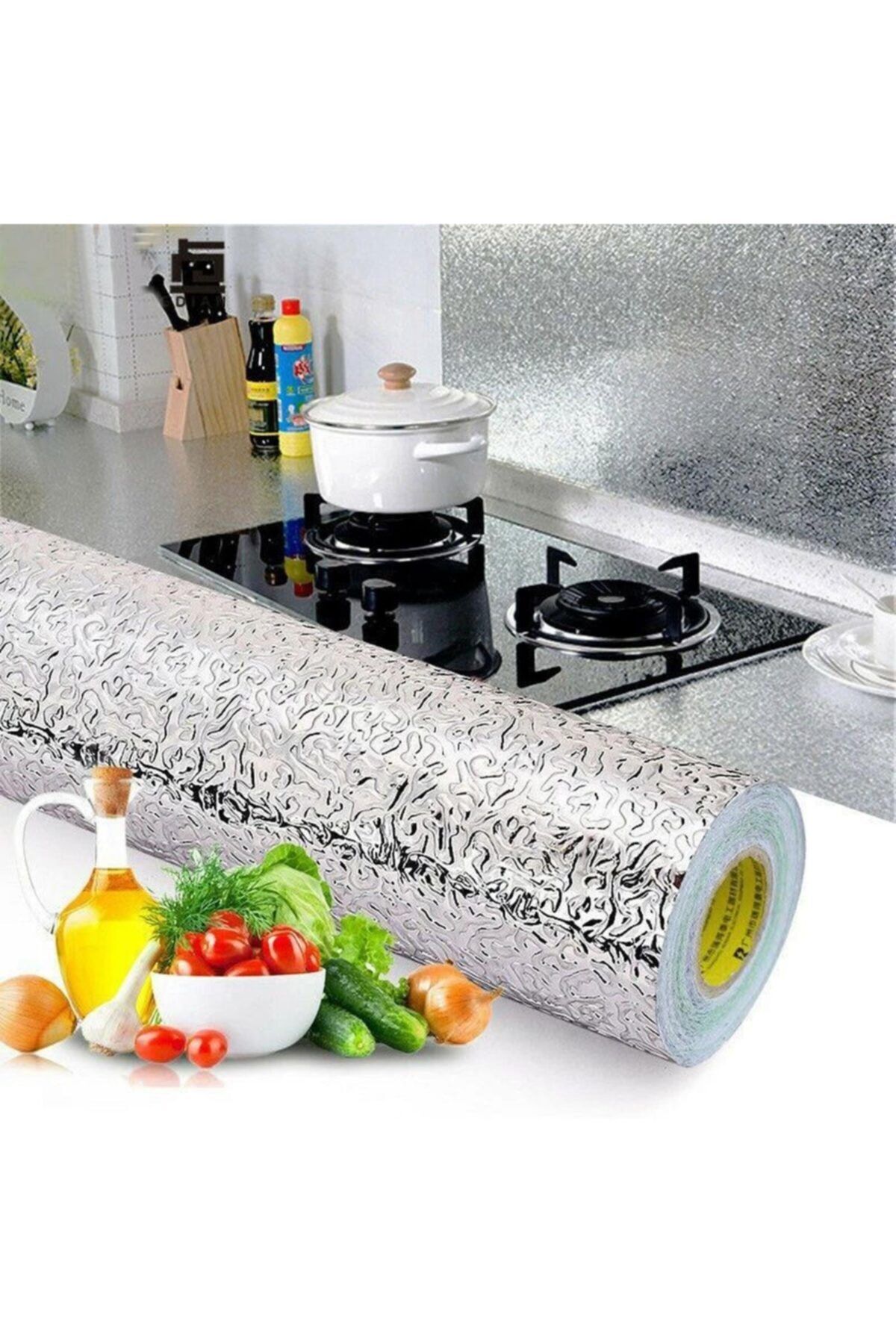 Badem10 Yapışkanlı Alüminyum Folyo Çekmece Raf Kaplama Su Geçirmez Yanmaz 120 Cm X 20 Metre