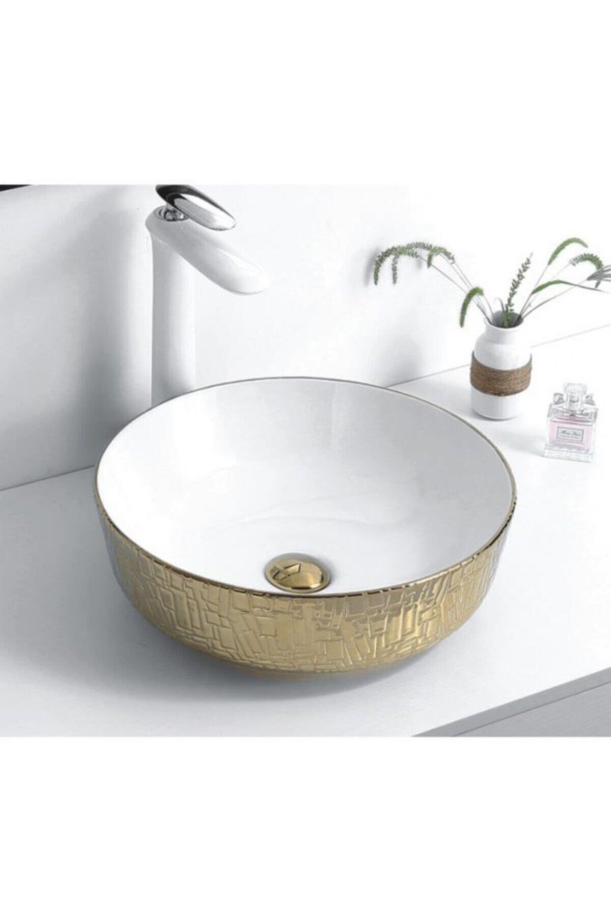 Aqua & Art Beyaz Gold Özel Tasarım Çanak Lavabo 8428-b23