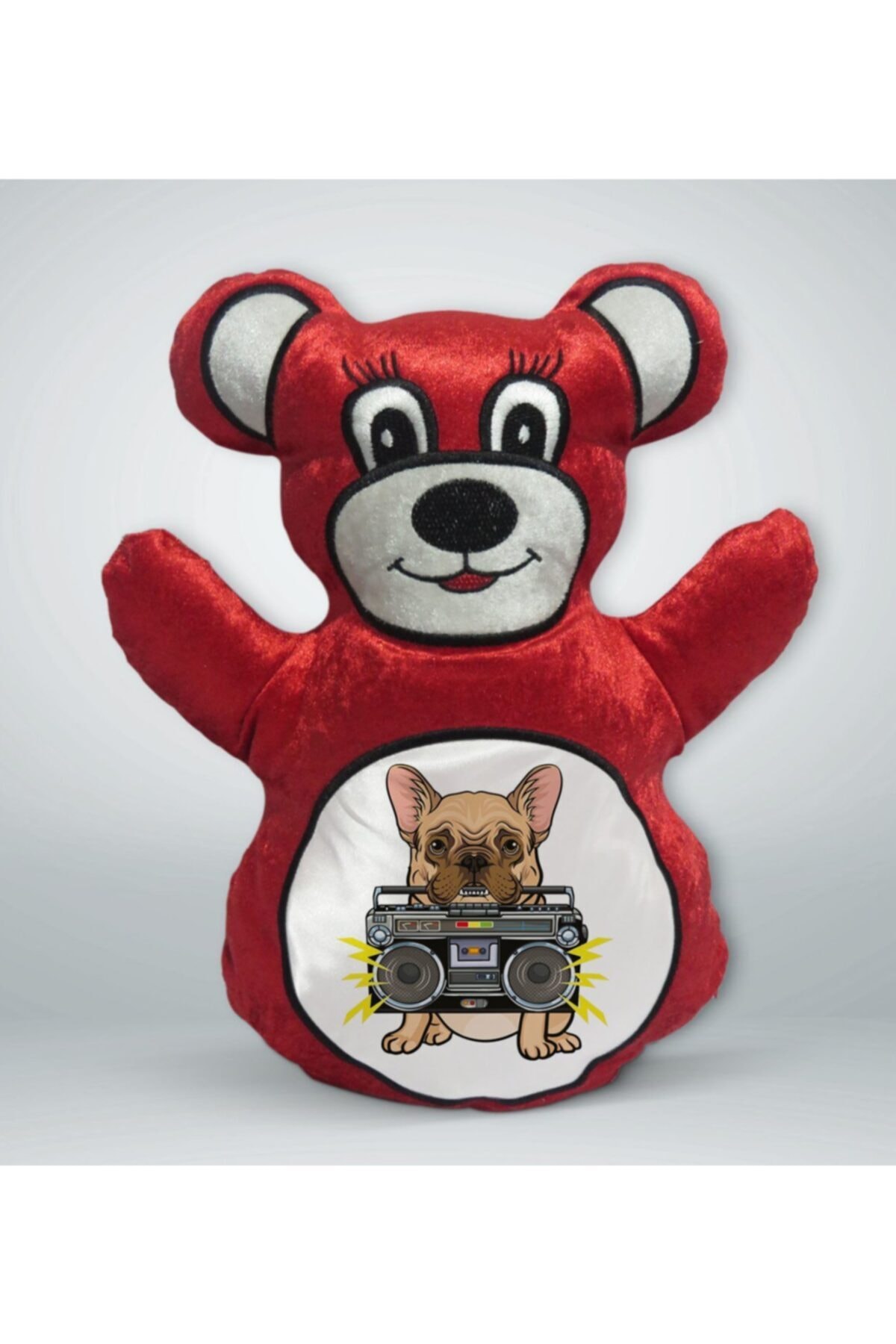 BK Gift Şarkıcı Köpek Tasarımlı Kırmızı Ayıcık Yastık-1