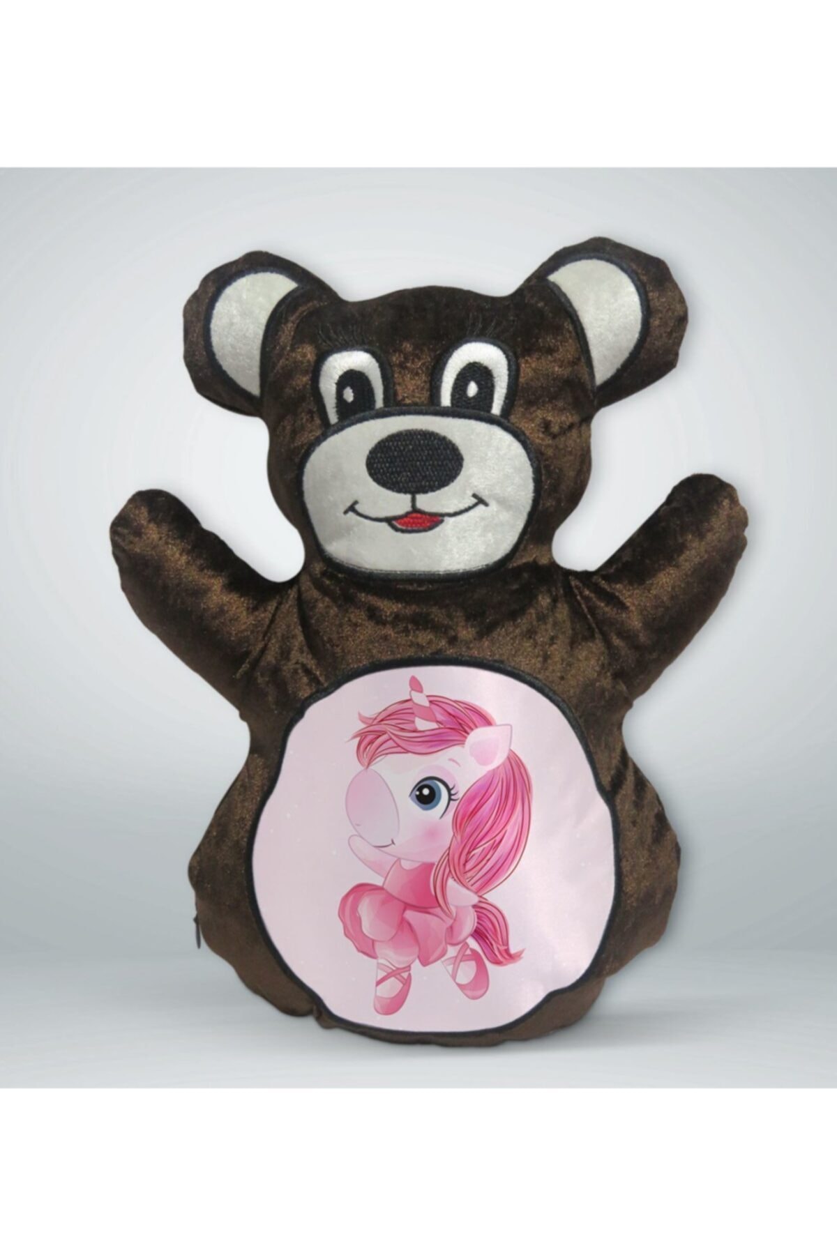 BK Gift Unicorn Tasarımlı Kahverengi Ayıcık Yastık-3