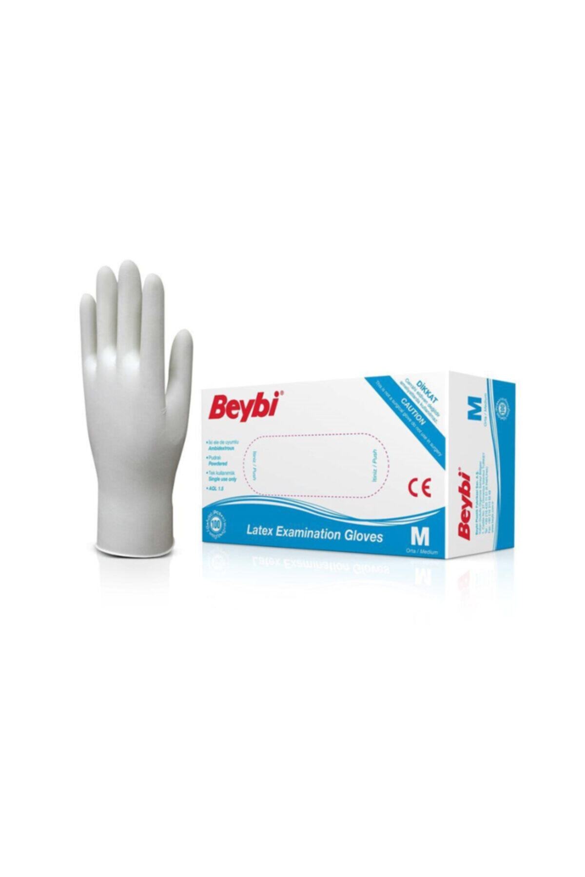 Beybi Latex Muayene Eldiveni Pudralı Medium 100 Lü Paket