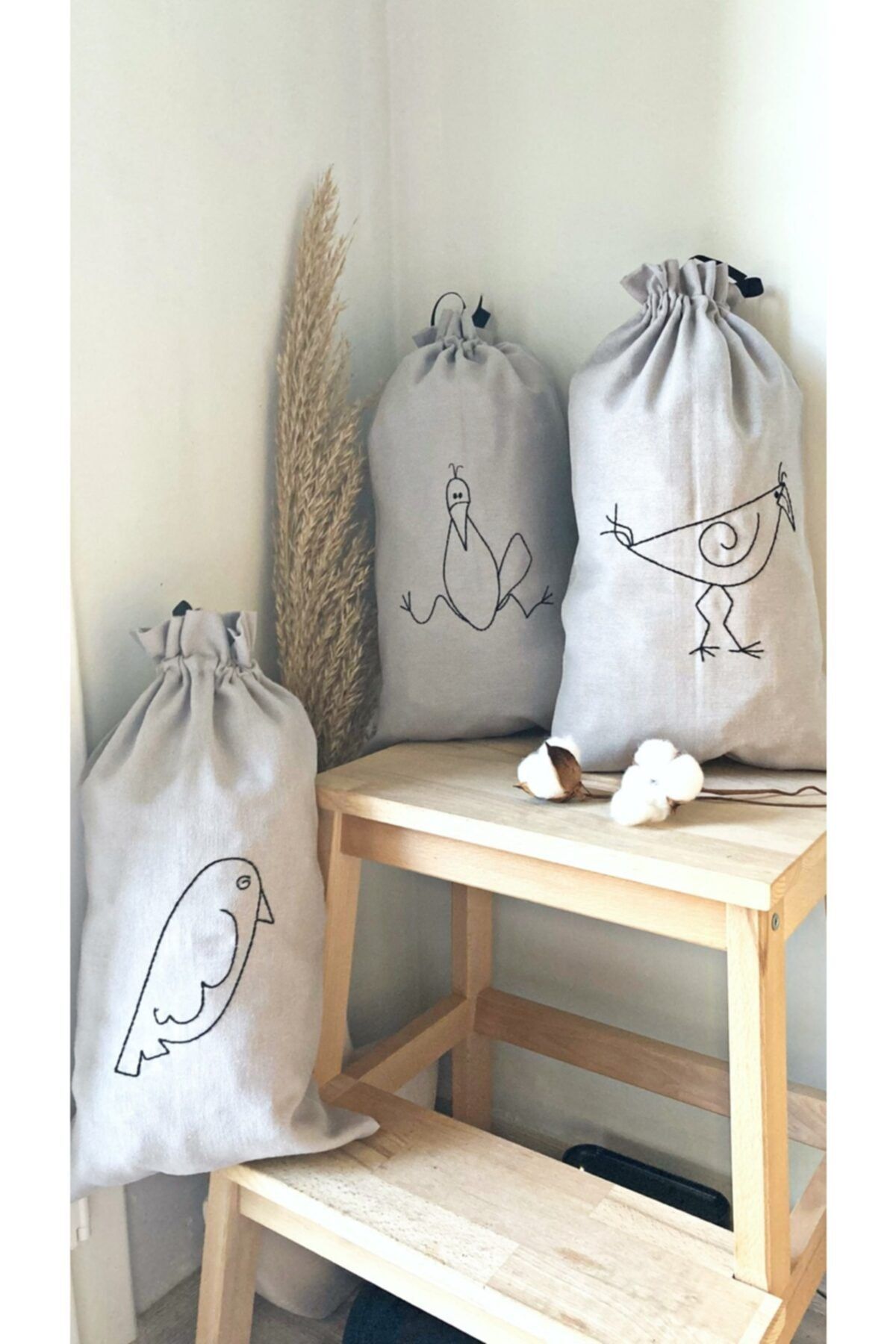 Atölye No 35 3 Lü Birdies Poşetlik Ekmeklik Çok Amaçlı Kese Seti