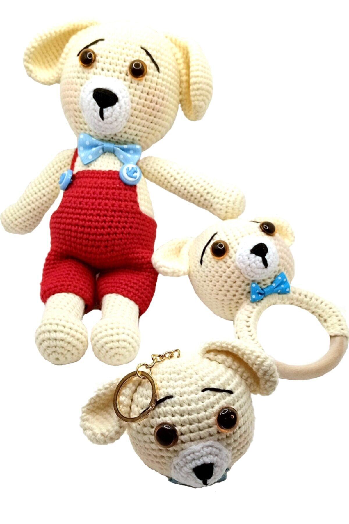 MORYELKEN Mor Yelken Organik El Örmesi Yeni Doğan Sevimli Köpekcik Seti Amigurumi Oyuncak