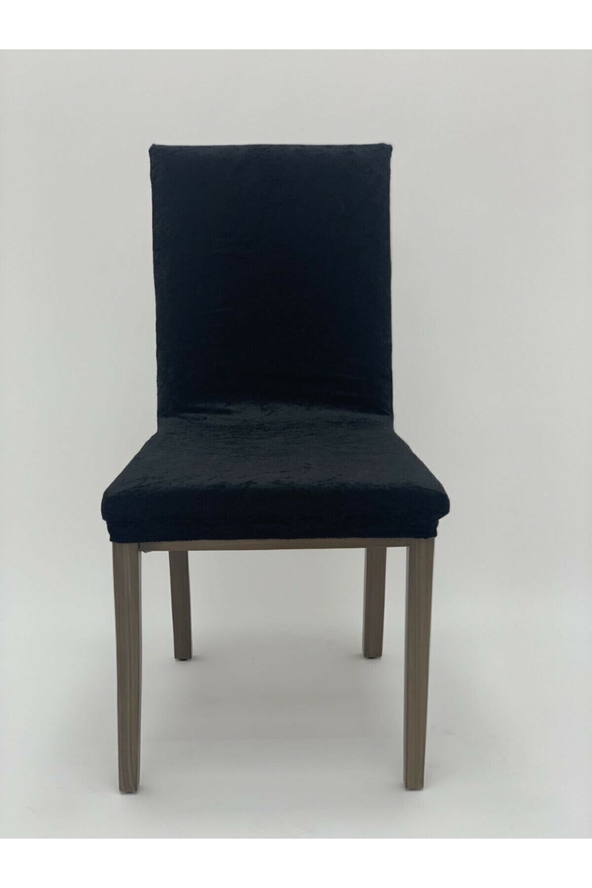 sabirehome Sabire Home Sandalye Kılıfı Kadife Siyah Renk 6 Adet Kk_04