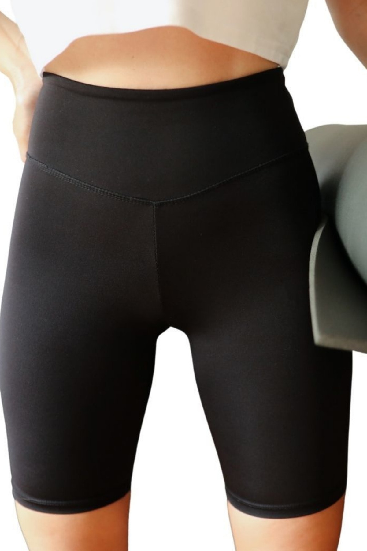 Soul True Kadın Siyah Toparlayıcı Yüksek Bel Iç Göstermeyen Kısa Biker Tayt Pilates Yoga Spor Fitness Tayt