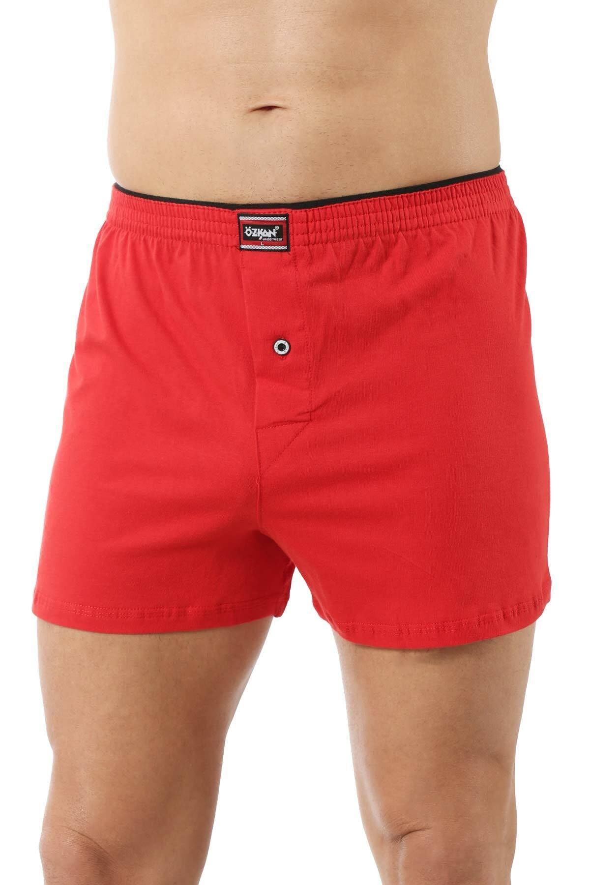 ÖZKAN underwear Özkan 0041 Erkek Şardonlu Pamuklu Düğmeli Penye Boxer
