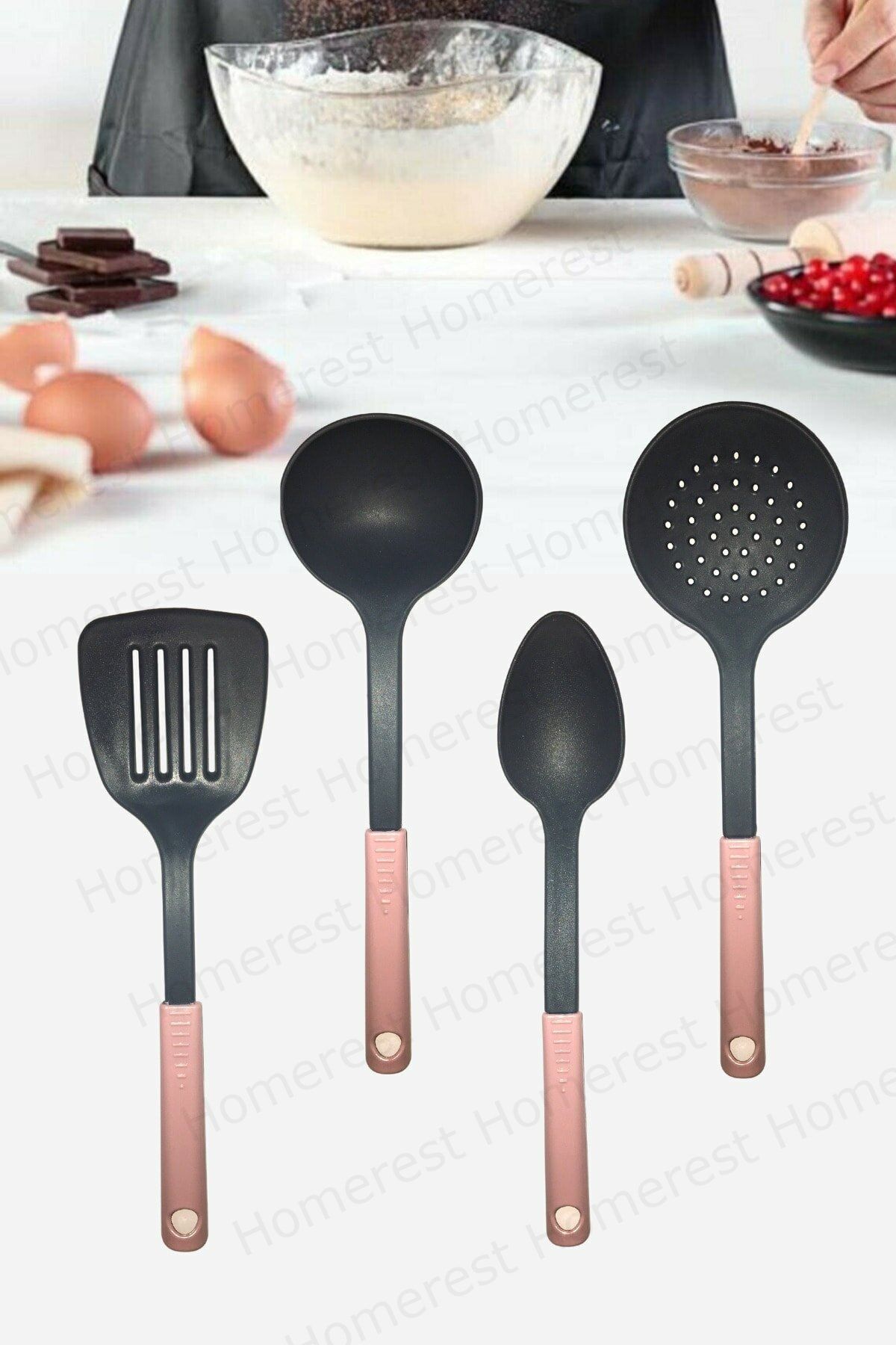 Homerest Plastik Spatula Kepçe Kevgir Kaşık Servis Seti