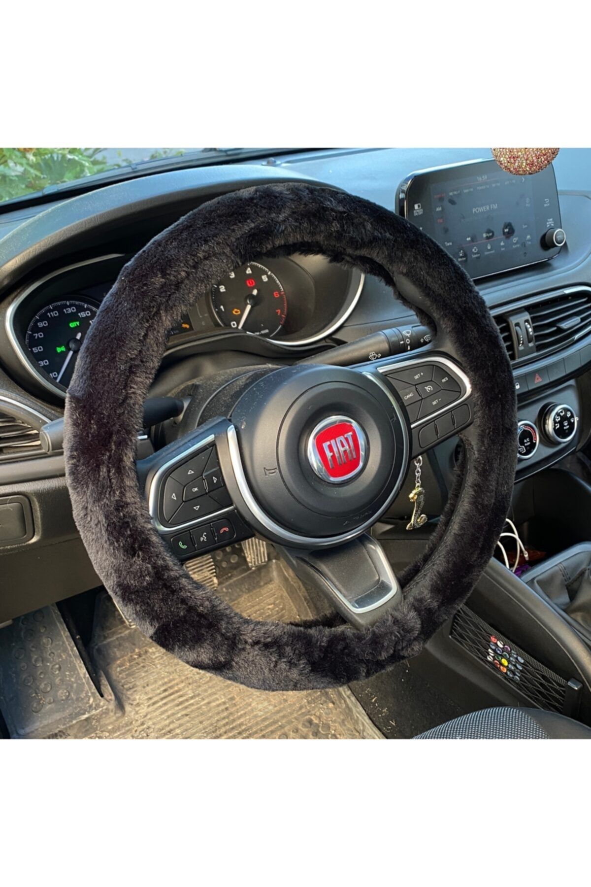 Blingston Yumuşak Tüylü Peluş Direksiyon Kılıfı Siyah