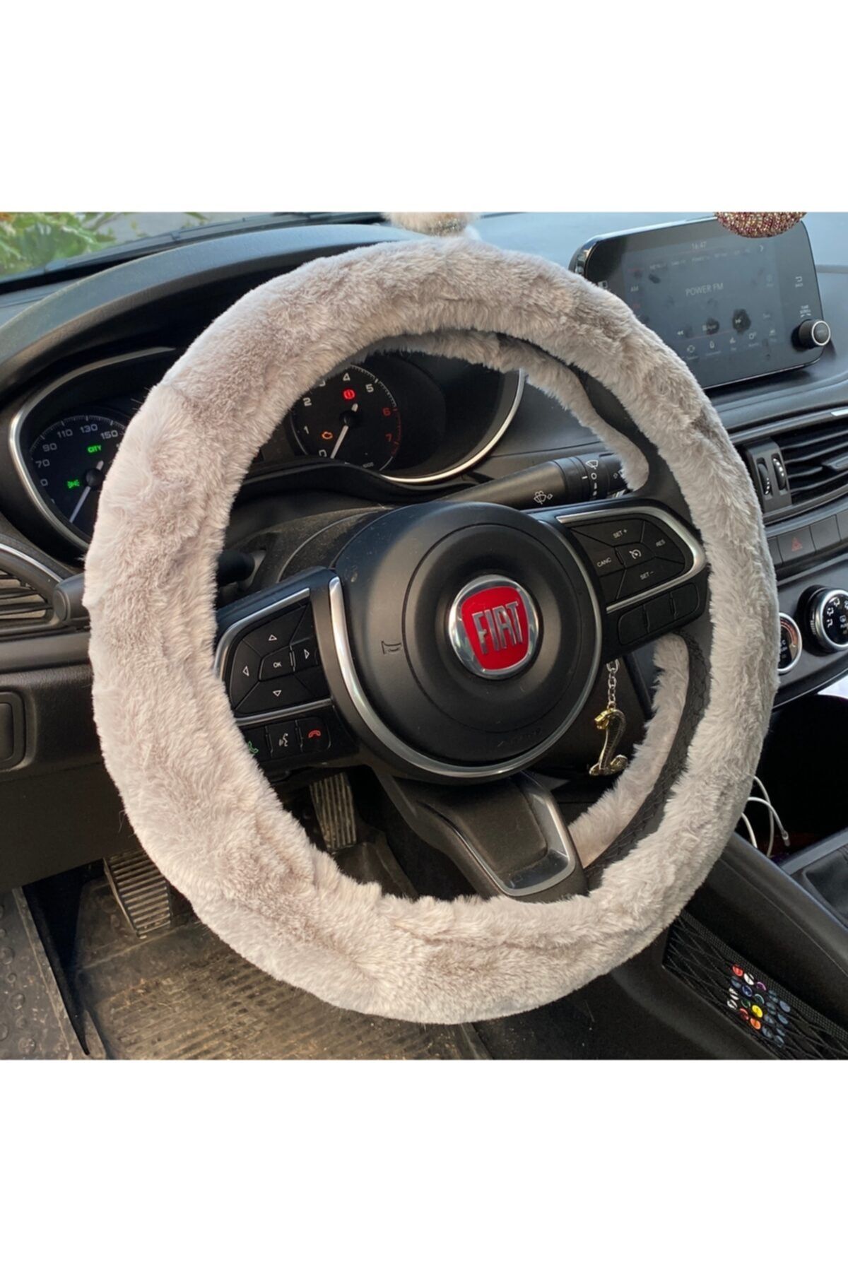 Blingston Yumuşak Tüylü Peluş Direksiyon Kılıfı Gri